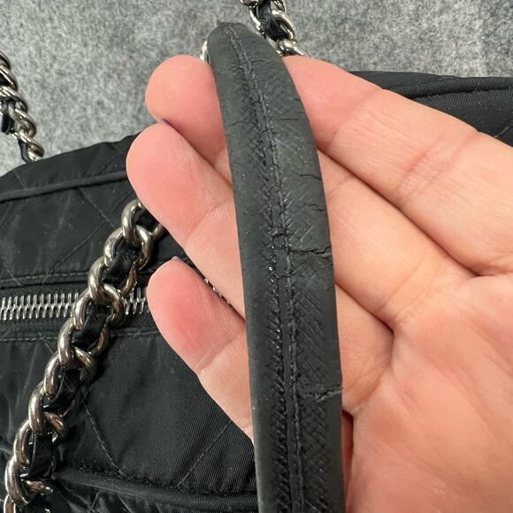 Prada Tessuto Impuntu Shoulder Bag Black Quilted Nylon Chain Leather Strap - Picture 7 of 16